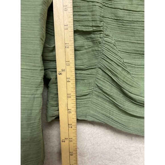 MINKPINK Women's Green Long Puff  Sleeve Crop Top Smocked Back Ruched Large - Picture 6 of 8
